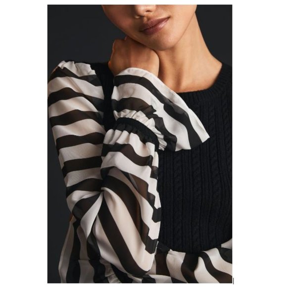 Maeve Black & White Contrast-Sleeve Sweater from Anthropologie–Size X-Small– NWT - Picture 4 of 8